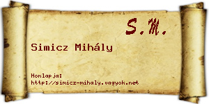 Simicz Mihály névjegykártya