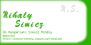 mihaly simicz business card