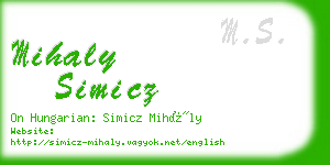 mihaly simicz business card